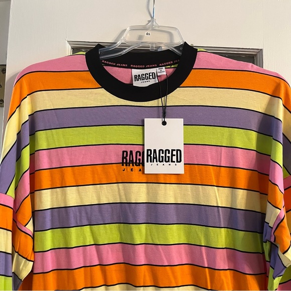 WT Ragged Priest Rainbow Striped Long Sleeve Dress Size Large 🌈 - Picture 2 of 4